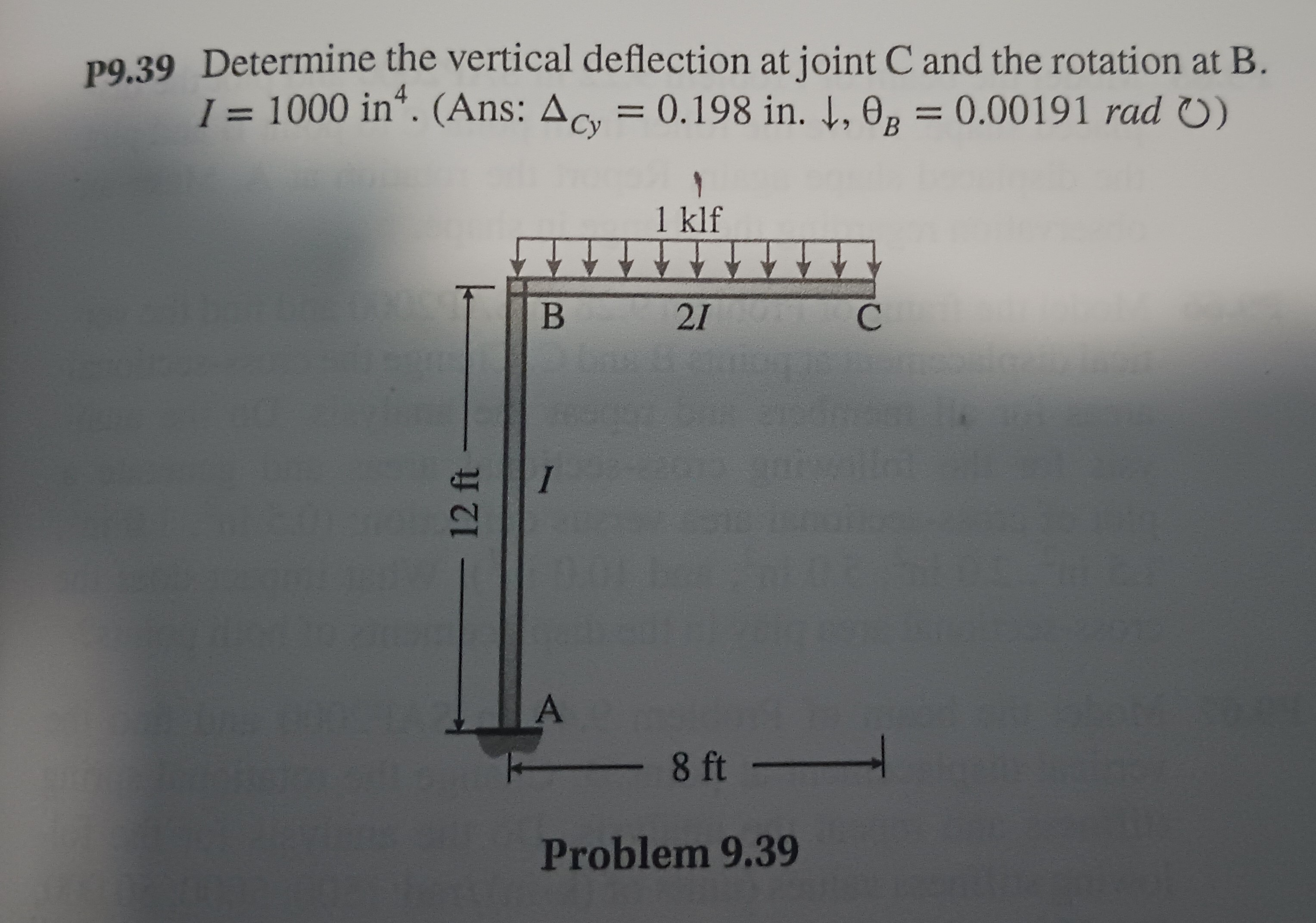 P 9 . 3 9 Determine the vertical deflection at