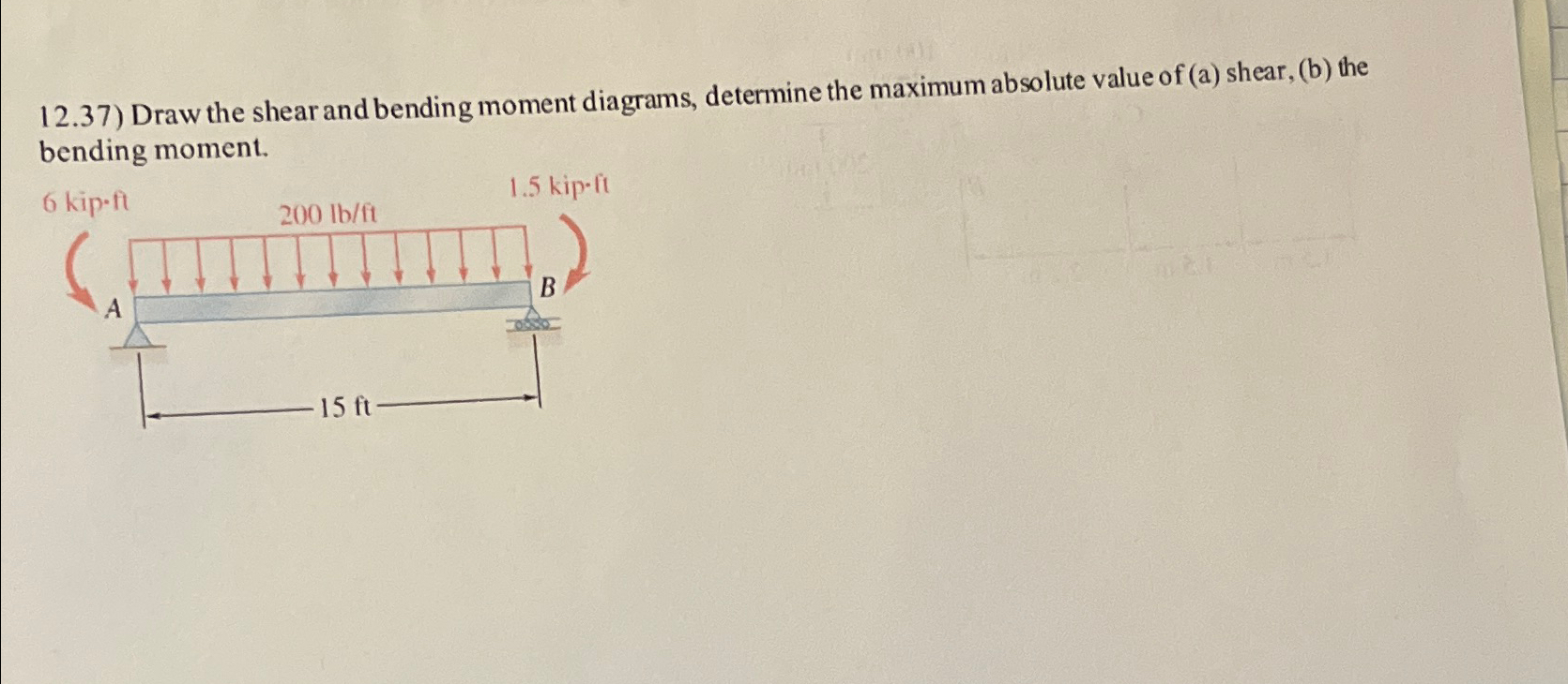 1 2 . 3 7 ) Draw the shear and bending moment