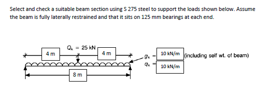 Select and check a suitable beam section using S