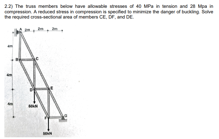 2 . 2 ) The truss members below have allowable