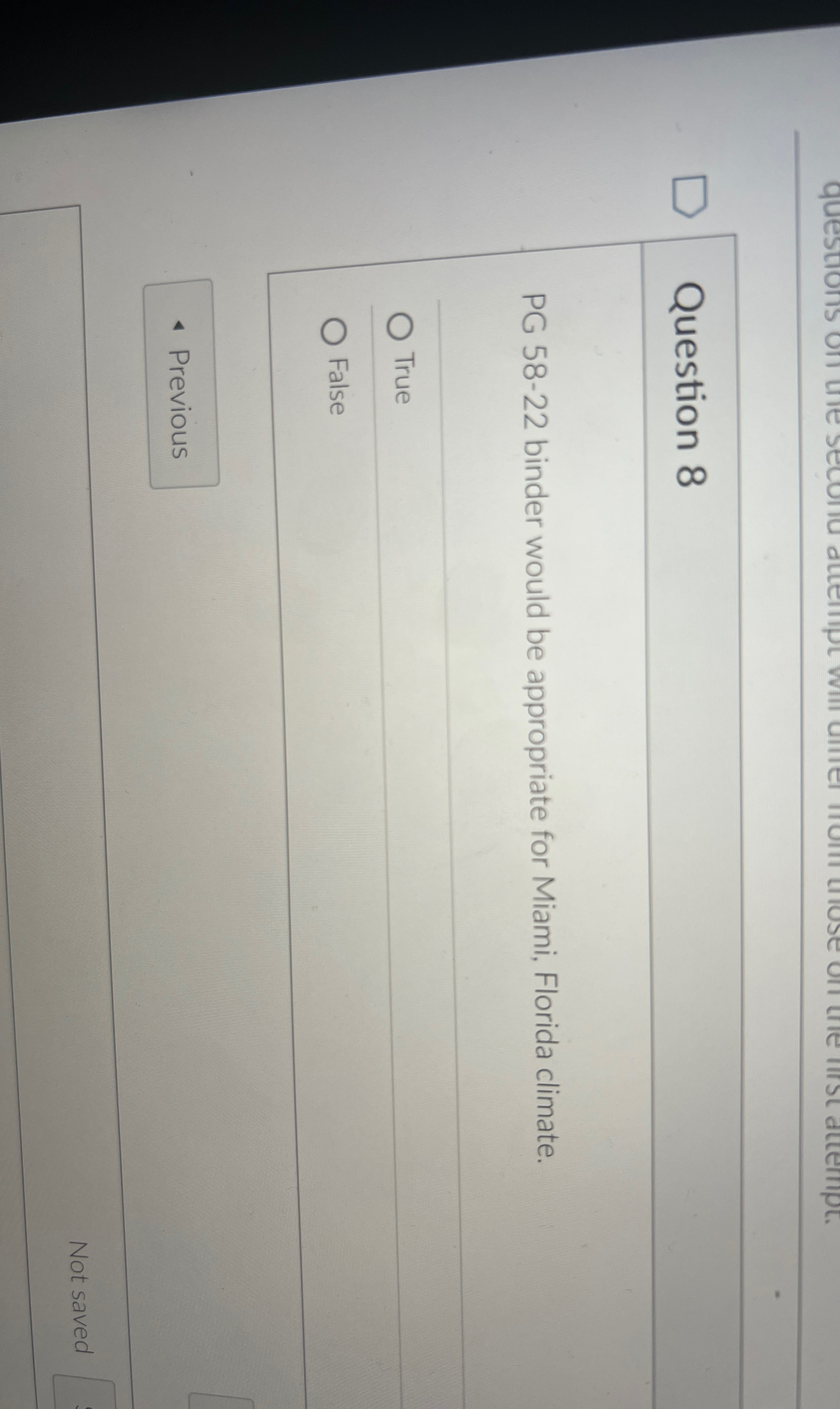 Question 8 PG 5 8 - 2 2 binder would be