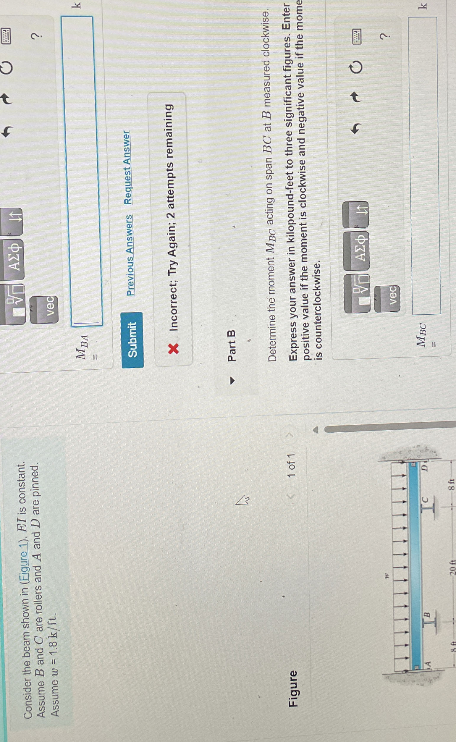 Consider the beam shown in ( Figure 1 ) . E I is
