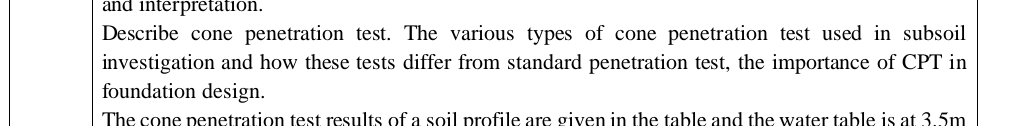 and interpretation. Describe cone penetration