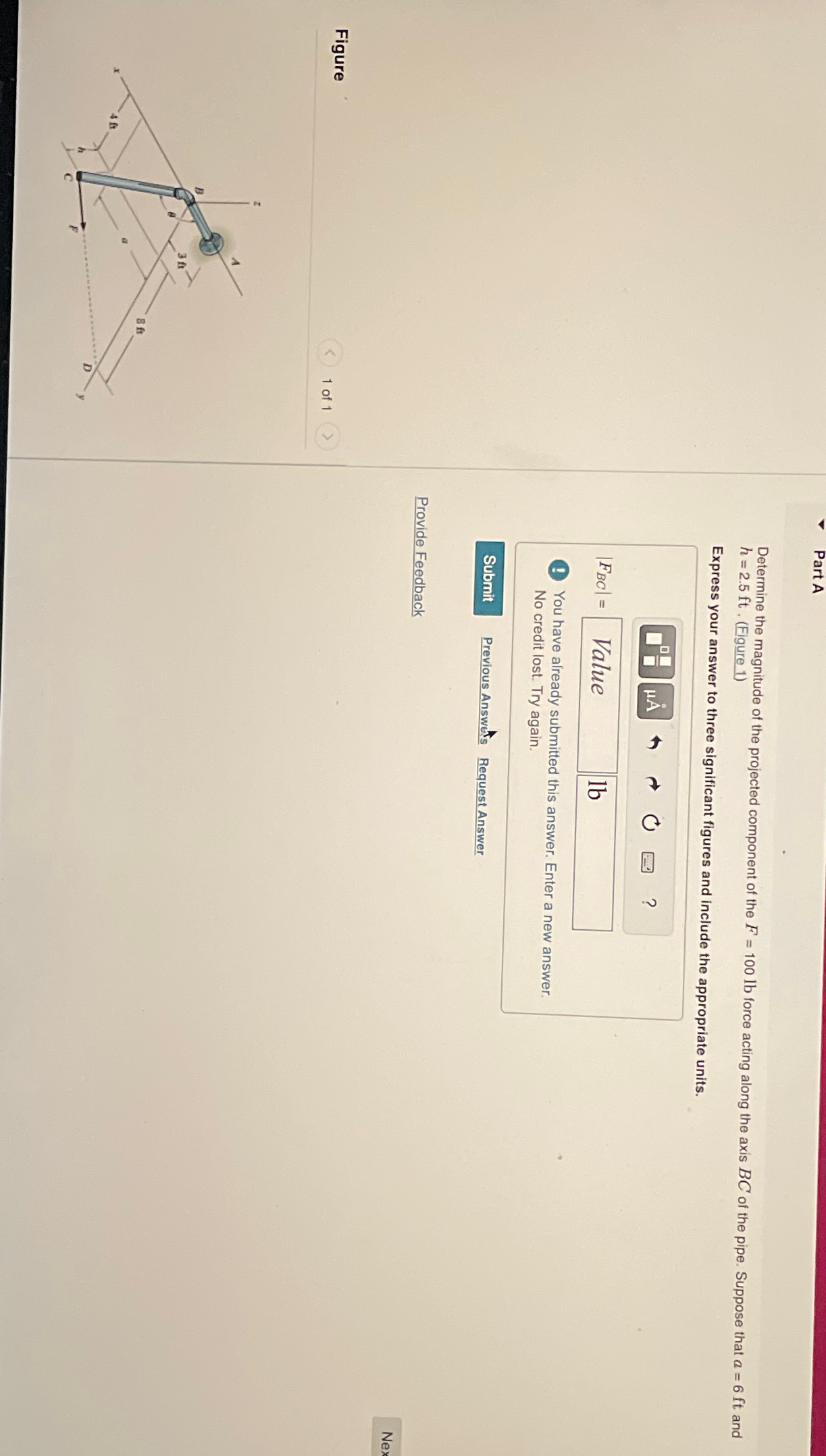 Part A Determine the magnitude of the projected