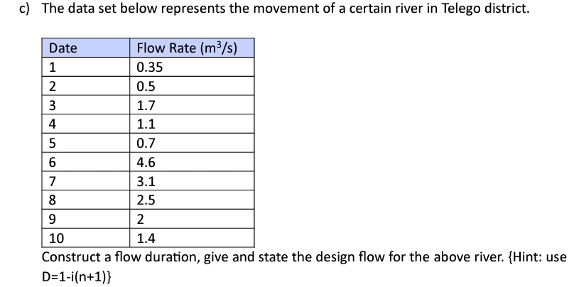 c ) The data set below represents the movement of
