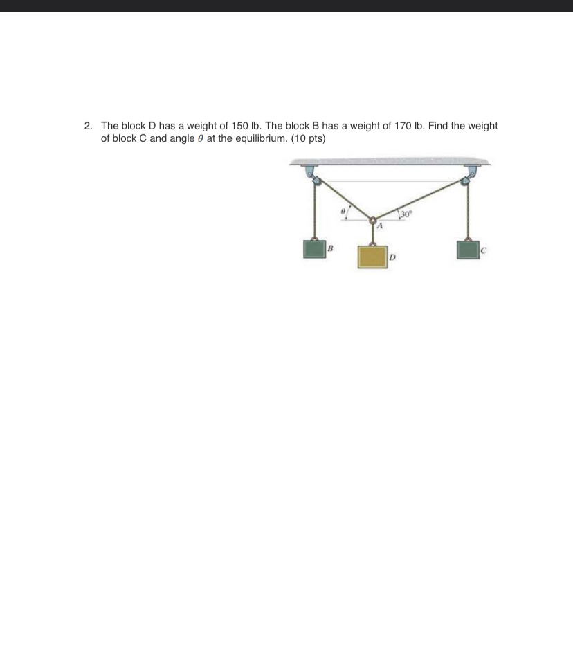 The block D has a weight of 1 5 0 lb . The block
