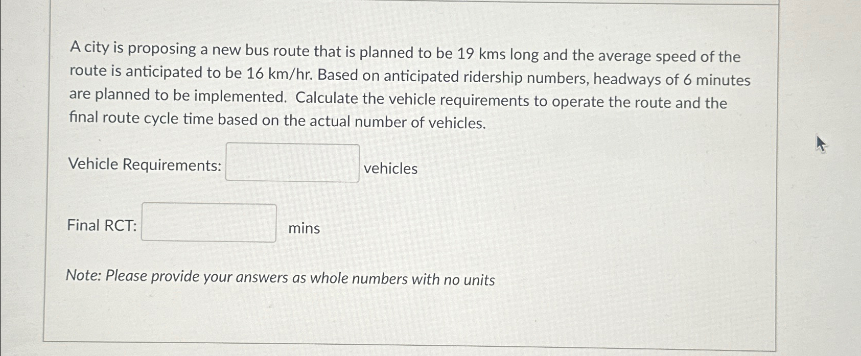 A city is proposing a new bus route that is