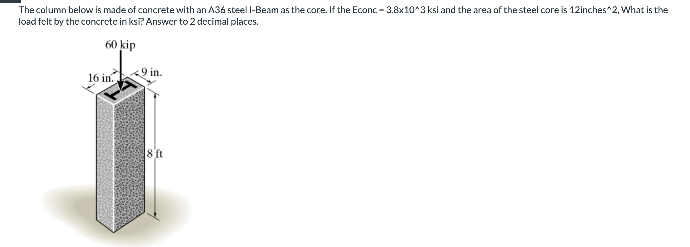 The column below is made of concrete with an A 3