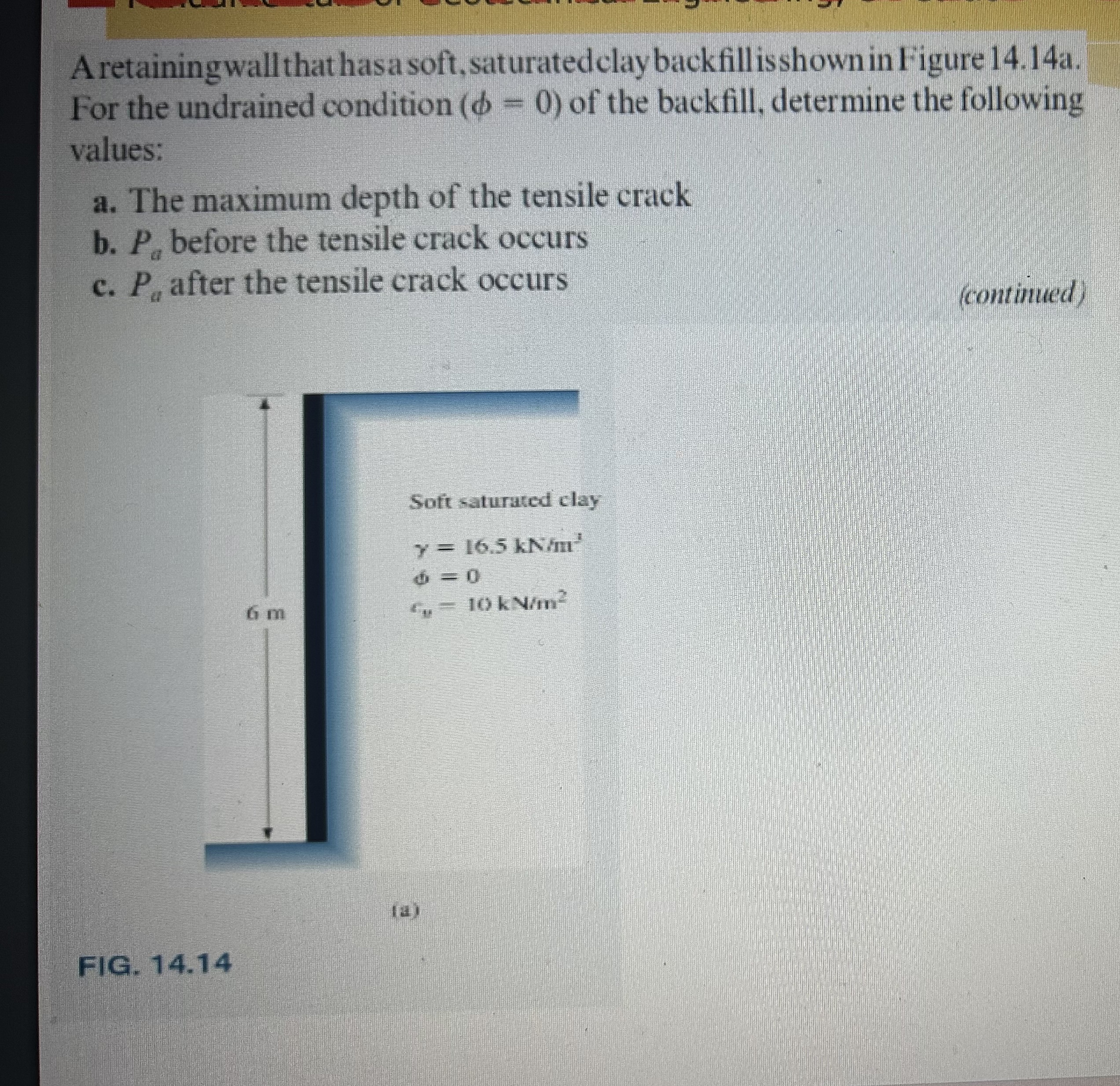 A retainingwall that hasa soft, saturatedclay