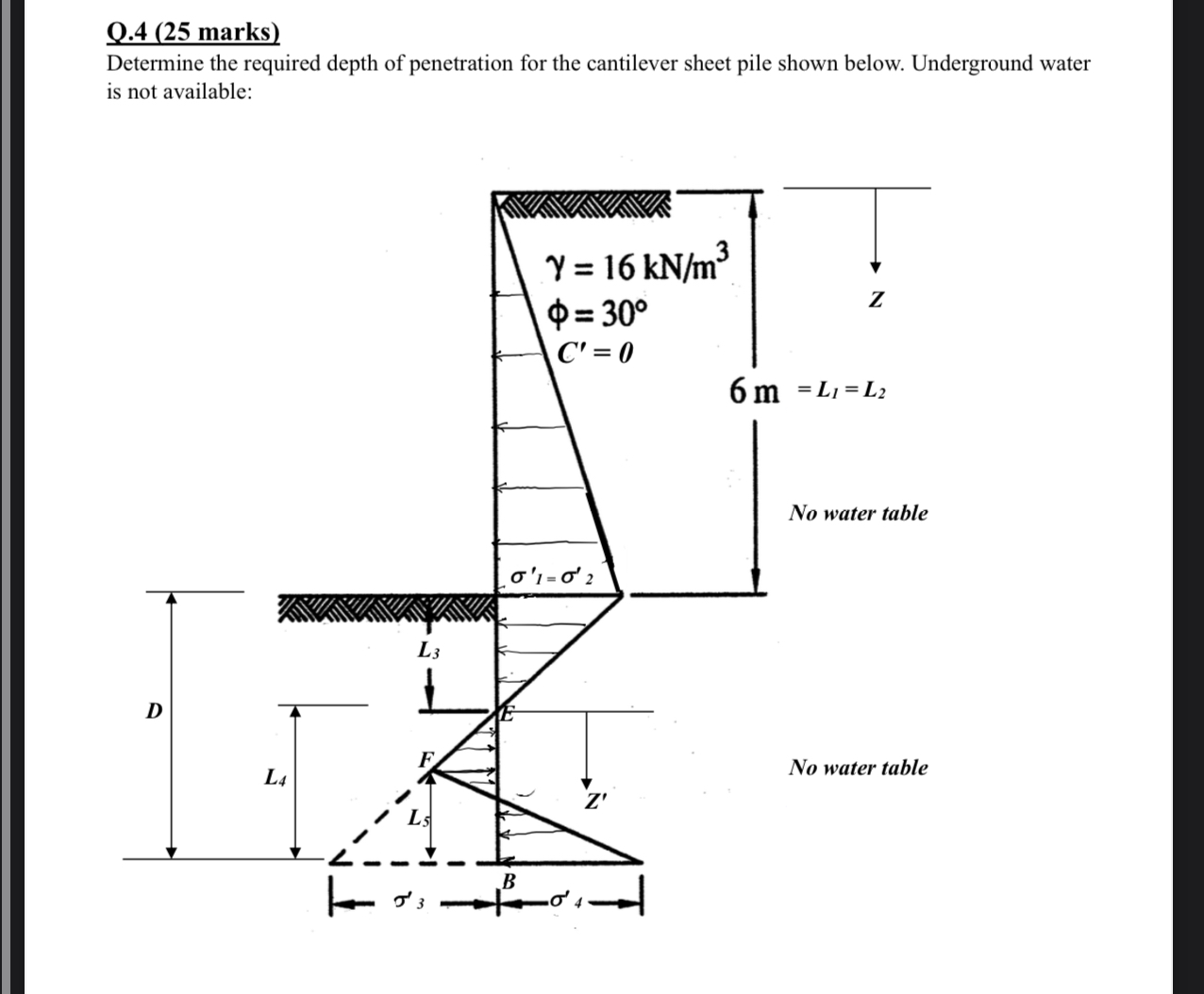 Q . 4 ( 2 5 marks ) Determine the required depth
