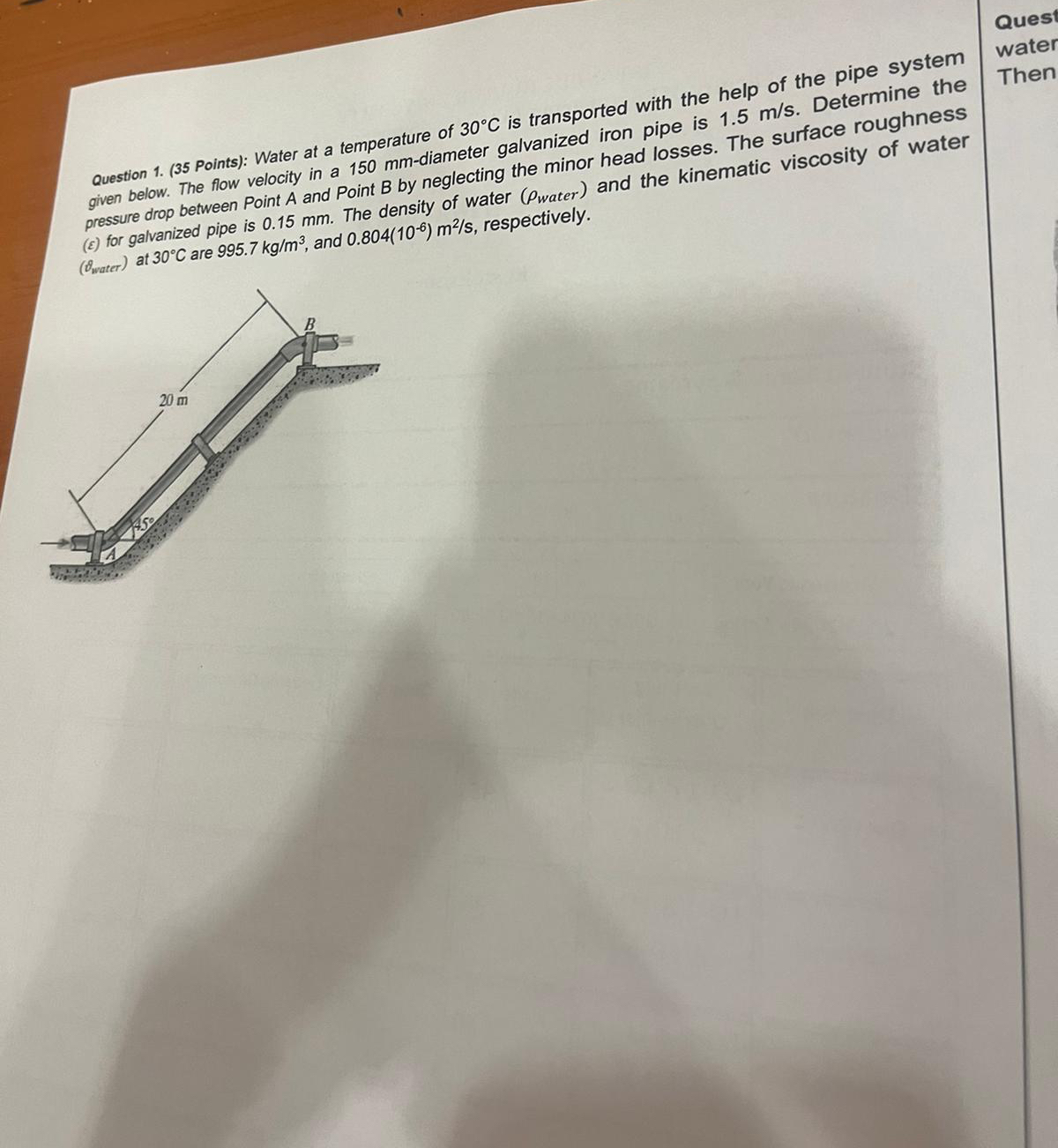 Question 1 . ( 3 5 Points ) : Water at a