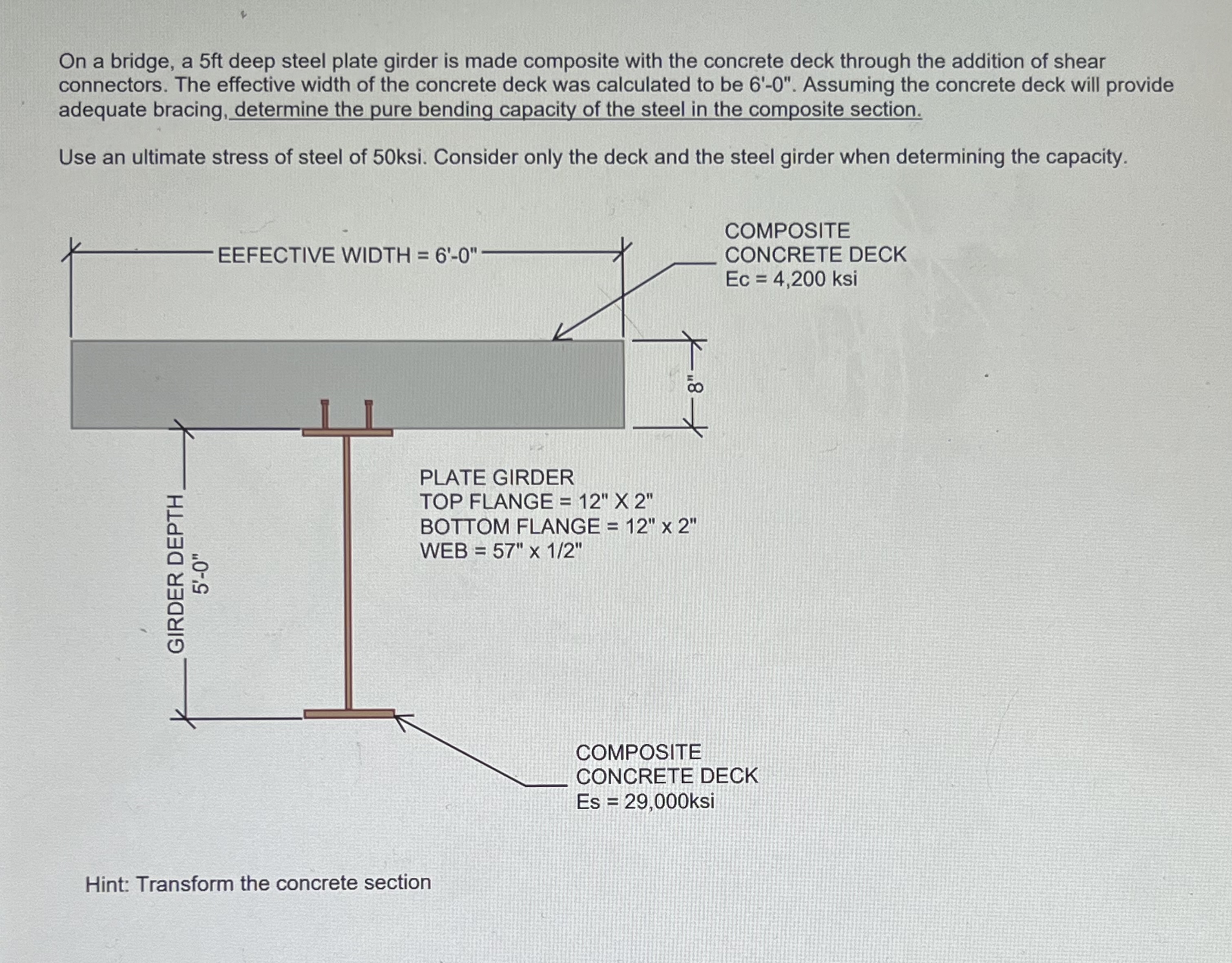 On a bridge, a 5 f t deep steel plate girder is