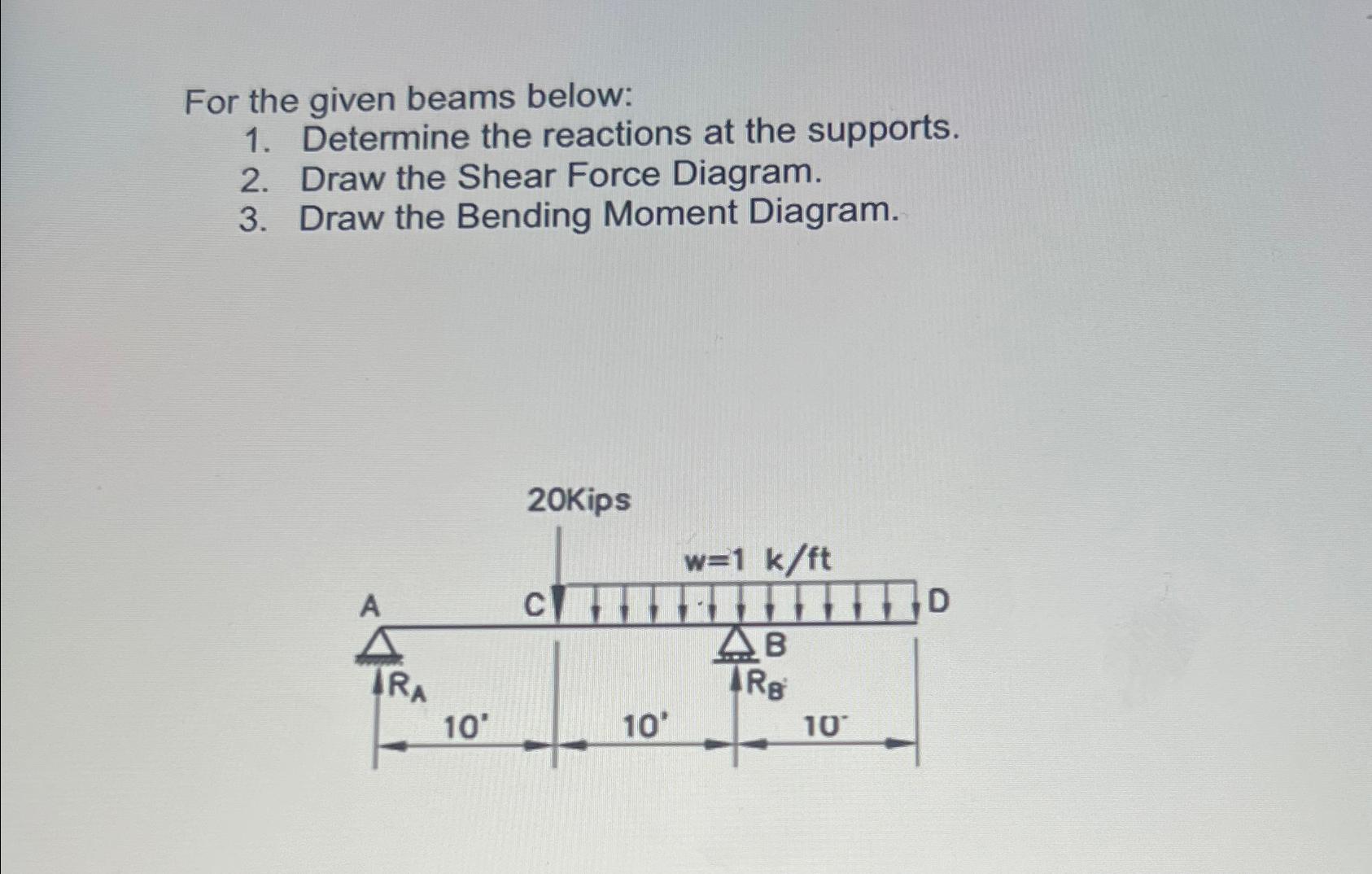 Please help or the given beams below: Determine