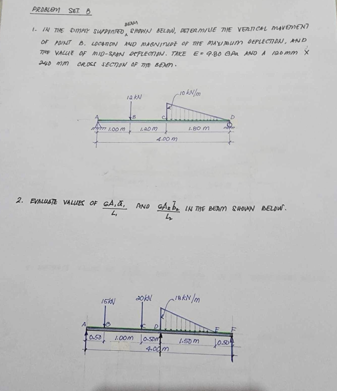 IN THE SIMPLY SUPPORTED BEAM SHOWN BELOW,