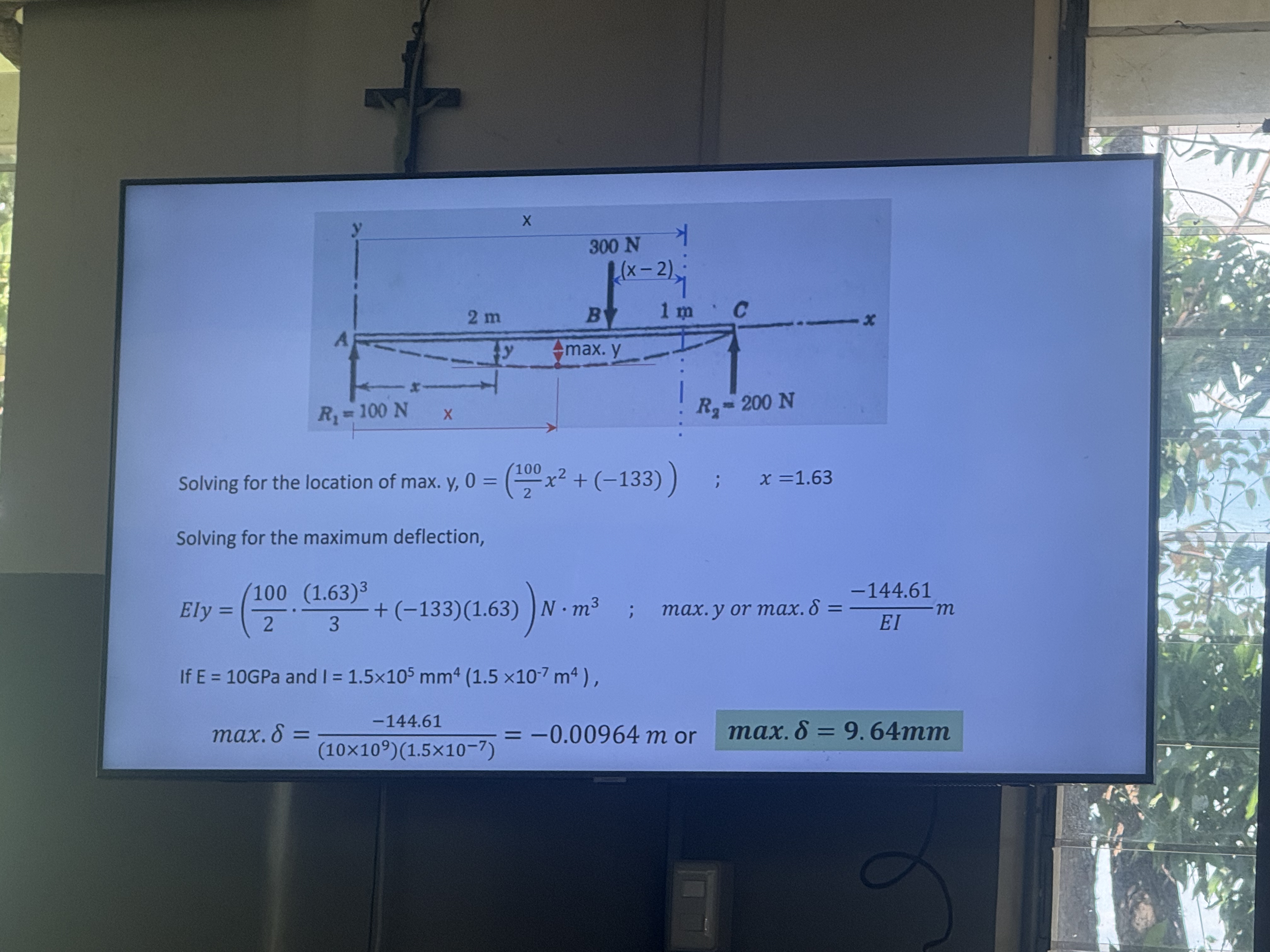 Solving for the location of max. y , 0 = ( 1 0 0
