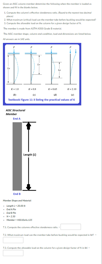 Given an AISC column member determine the