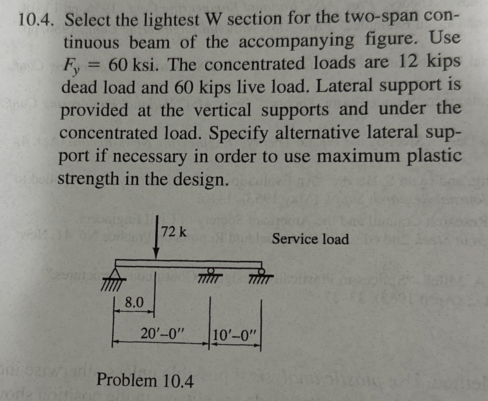 Show work 1 0 . 4 . Select the lightest W section
