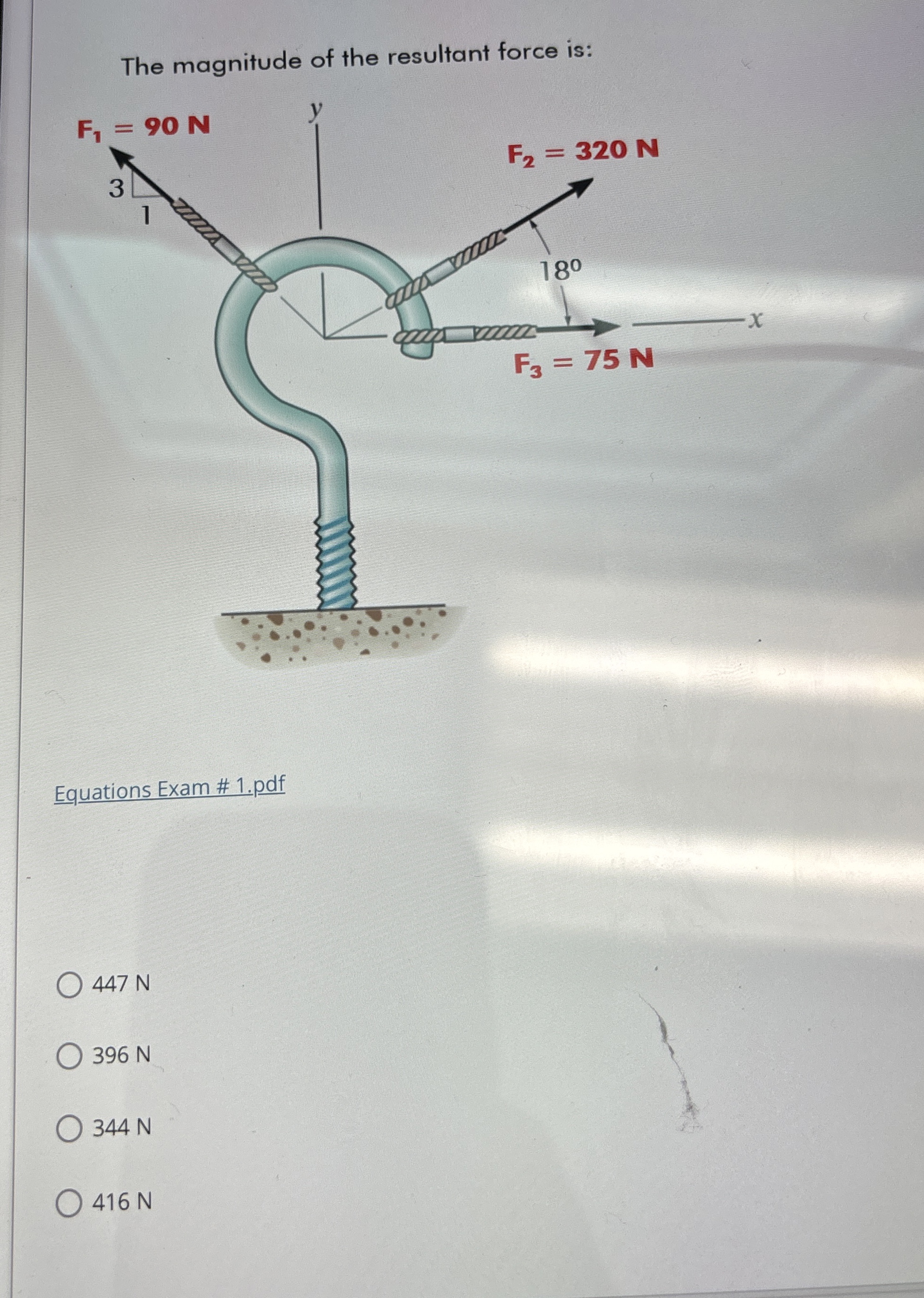 The magnitude of the resultant force is: