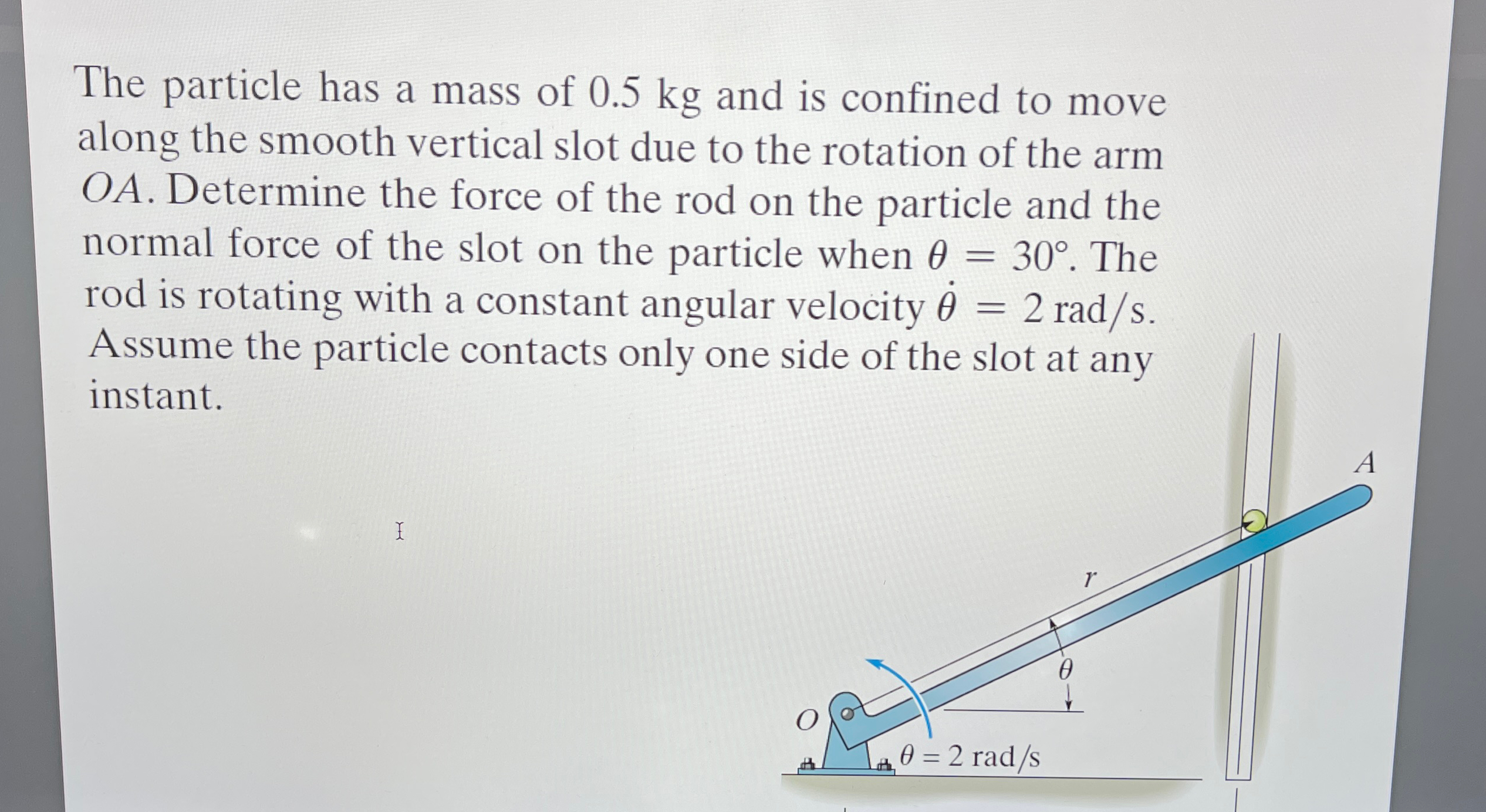 The particle has a mass of 0 . 5 k g and is