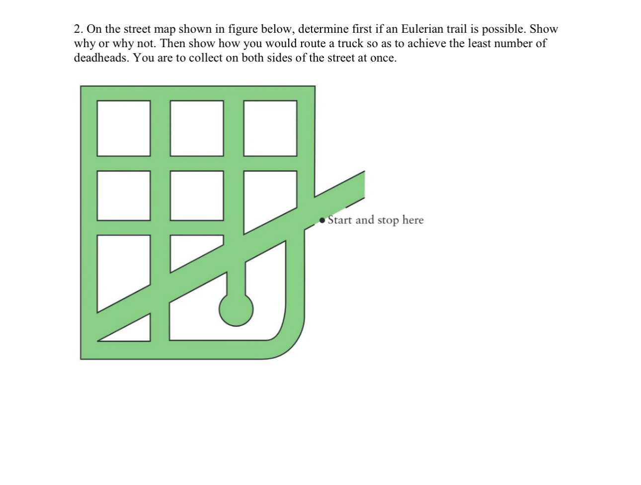 On the street map shown in figure below,