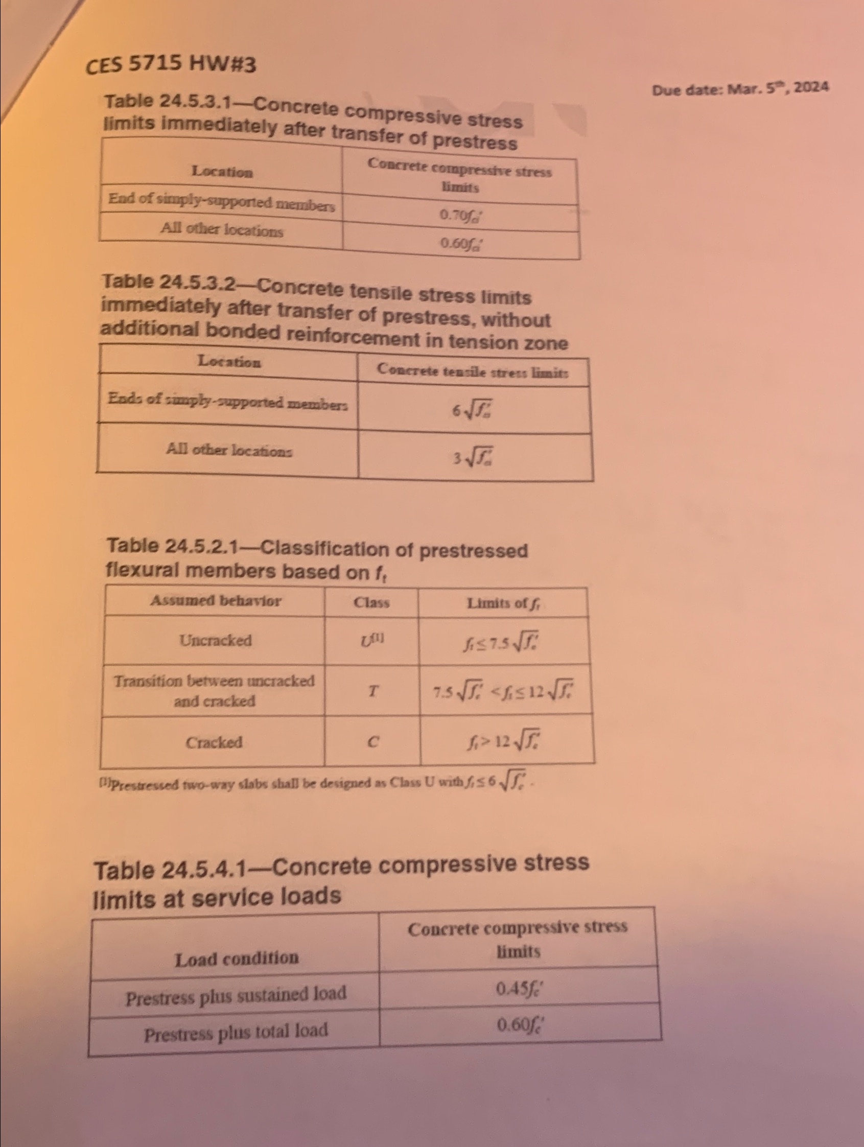 CES 5 7 1 5 HW# 3 Table 2 4 . 5 . 3 . 1 -