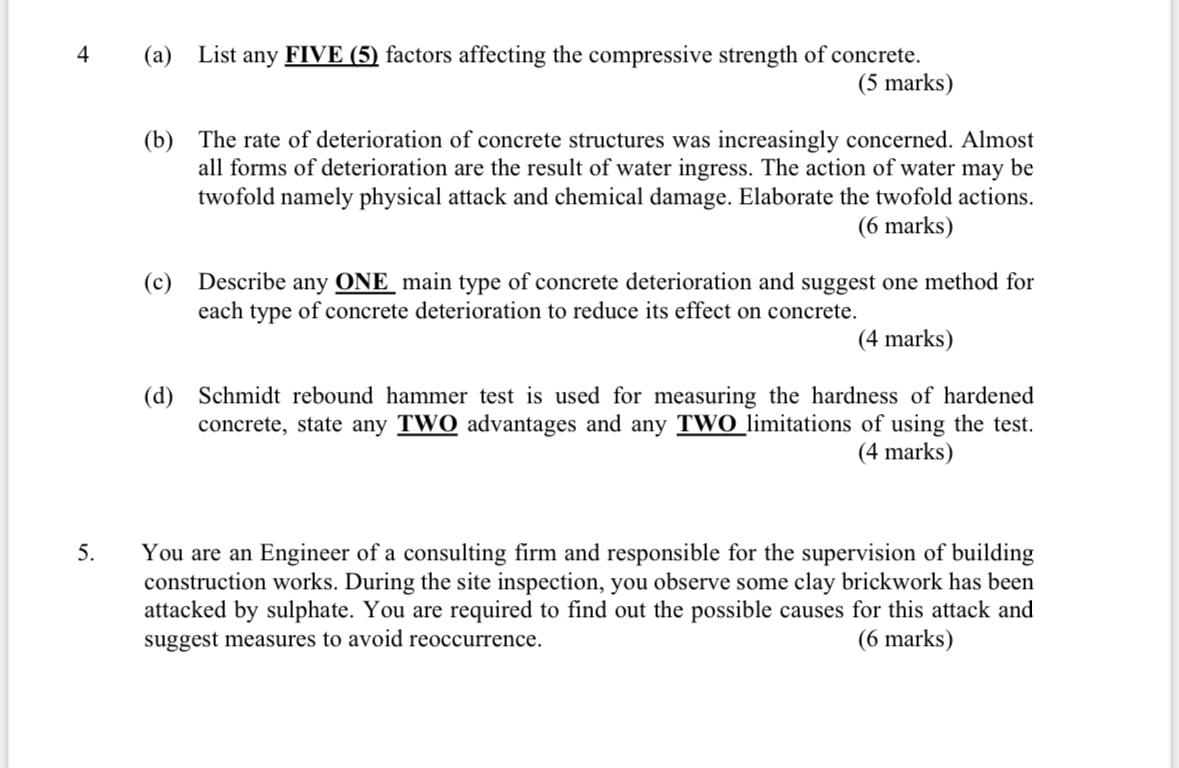 4 ( a ) List any FIVE ( 5 ) factors affecting the