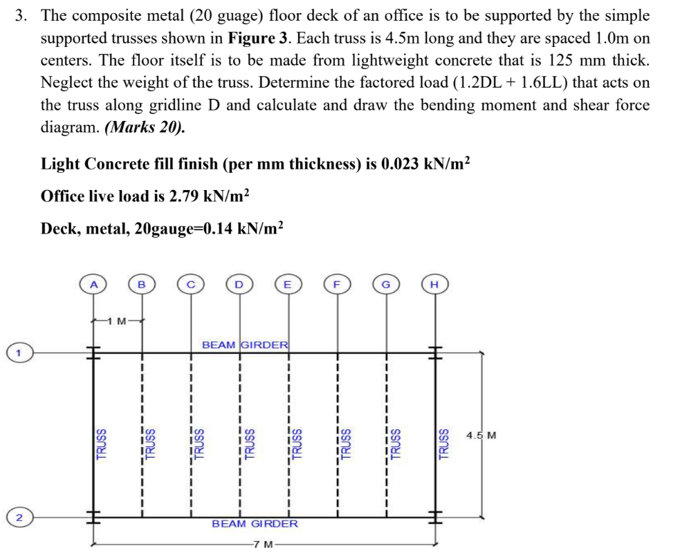 The composite metal ( 2 0 guage ) floor deck of