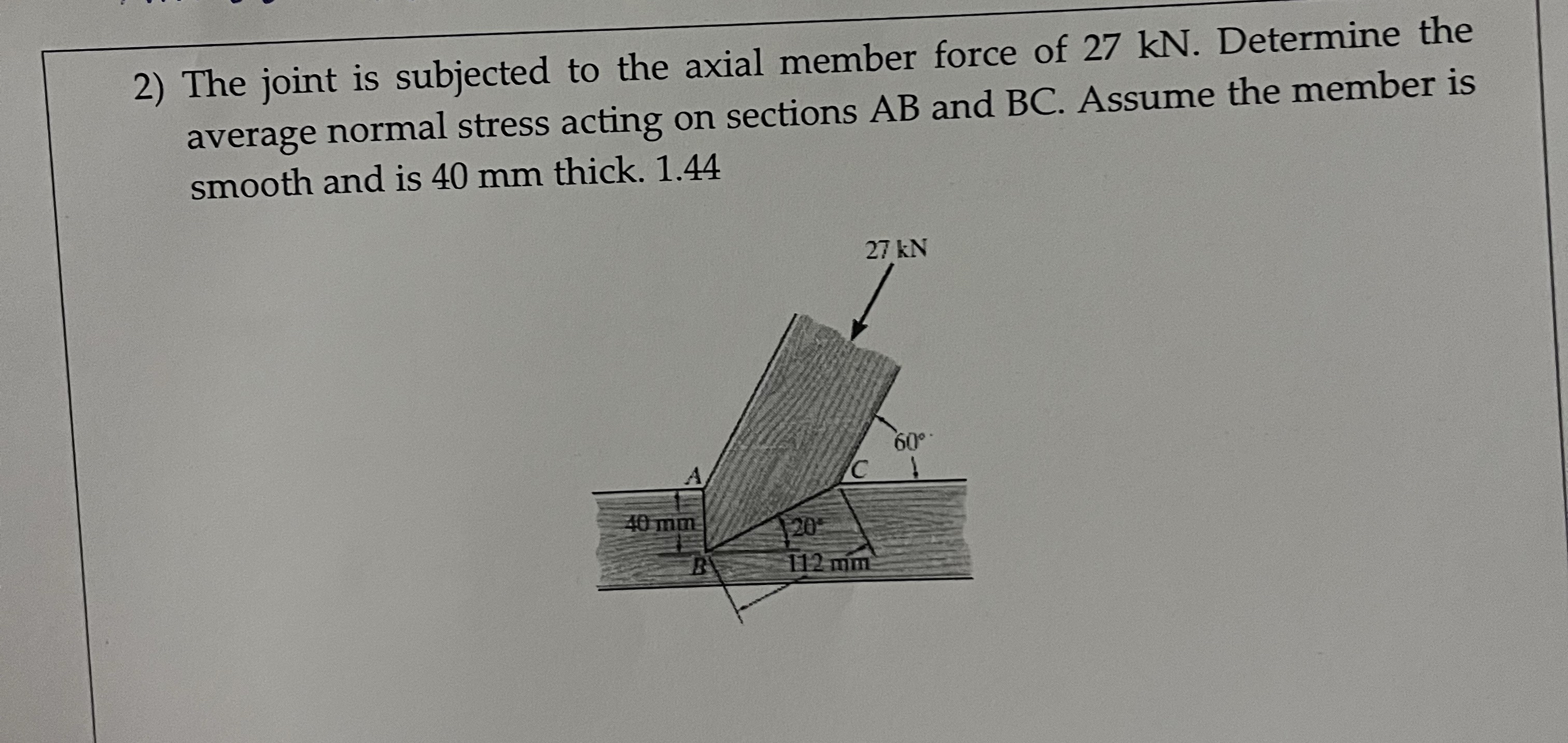 The joint is subjected to the axial member force