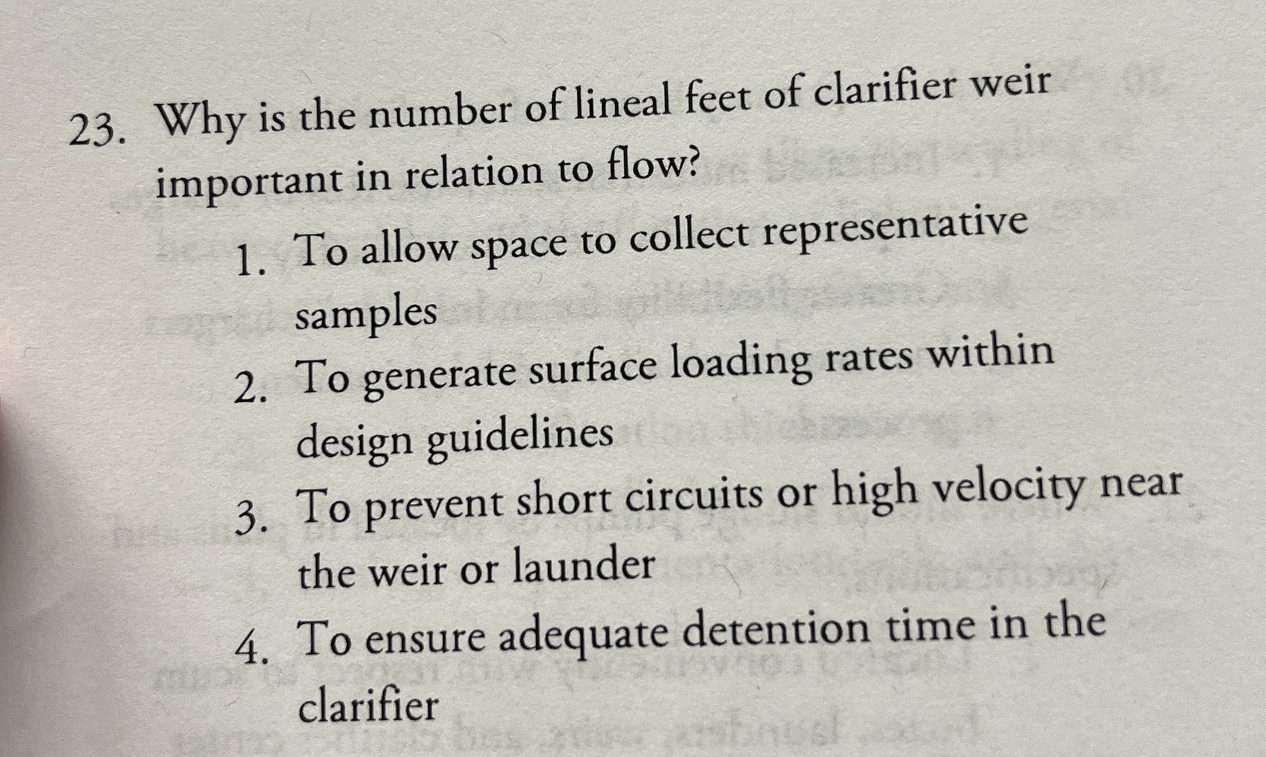 Why is the number of lineal feet of clarifier