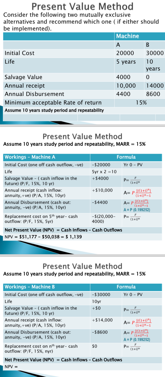 Present Value Method Consider the following two