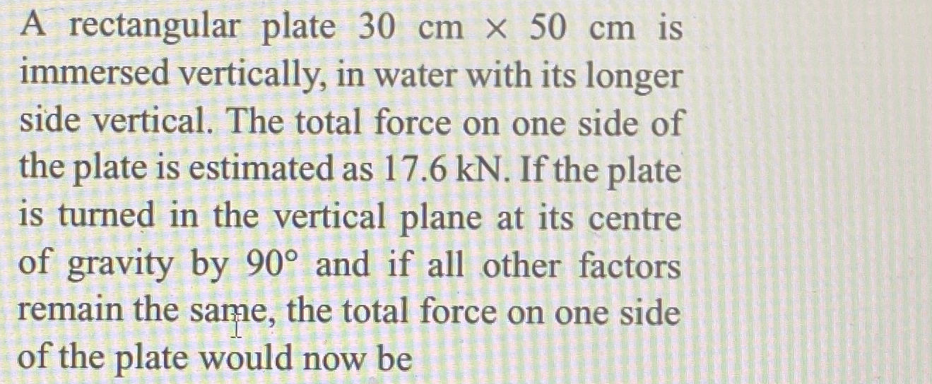 A rectangular plate 3 0 c m 5 0 c m is immersed