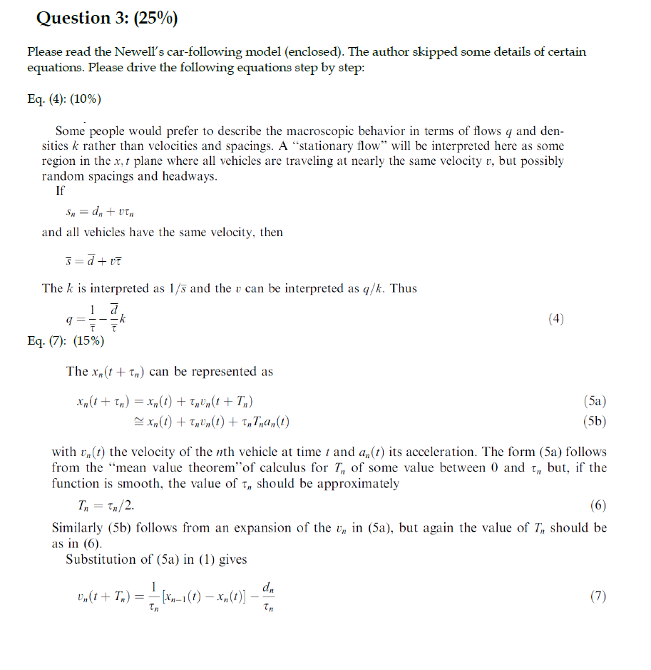 Question 3 : ( 2 5 % ) Please read the Newell's