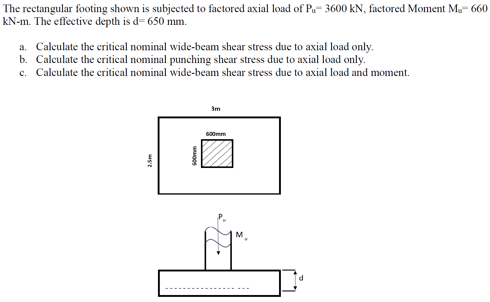 1 . A rectangular footing is subjected to