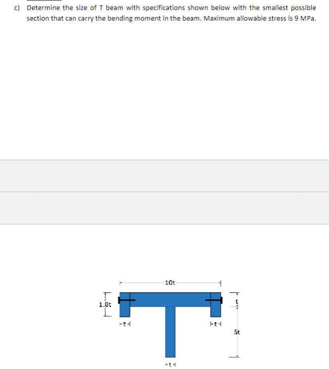 c ) Determine the size of T beam with