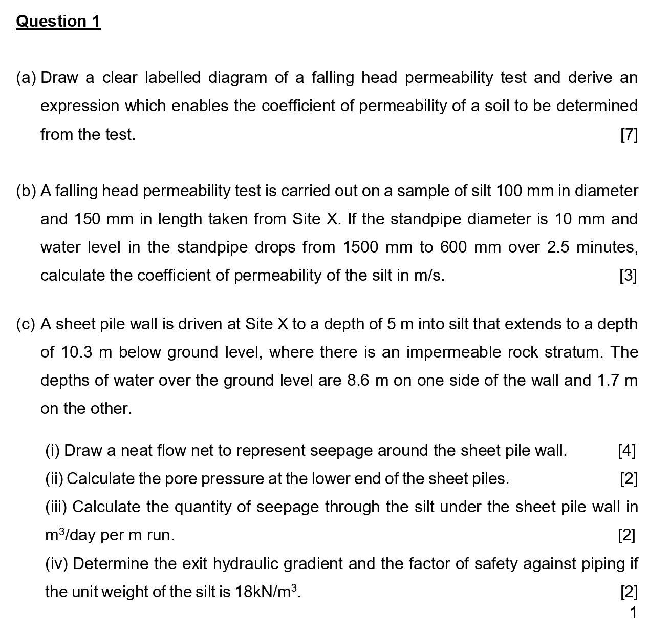 Question 1 ? ( a ) Draw a clear labelled diagram