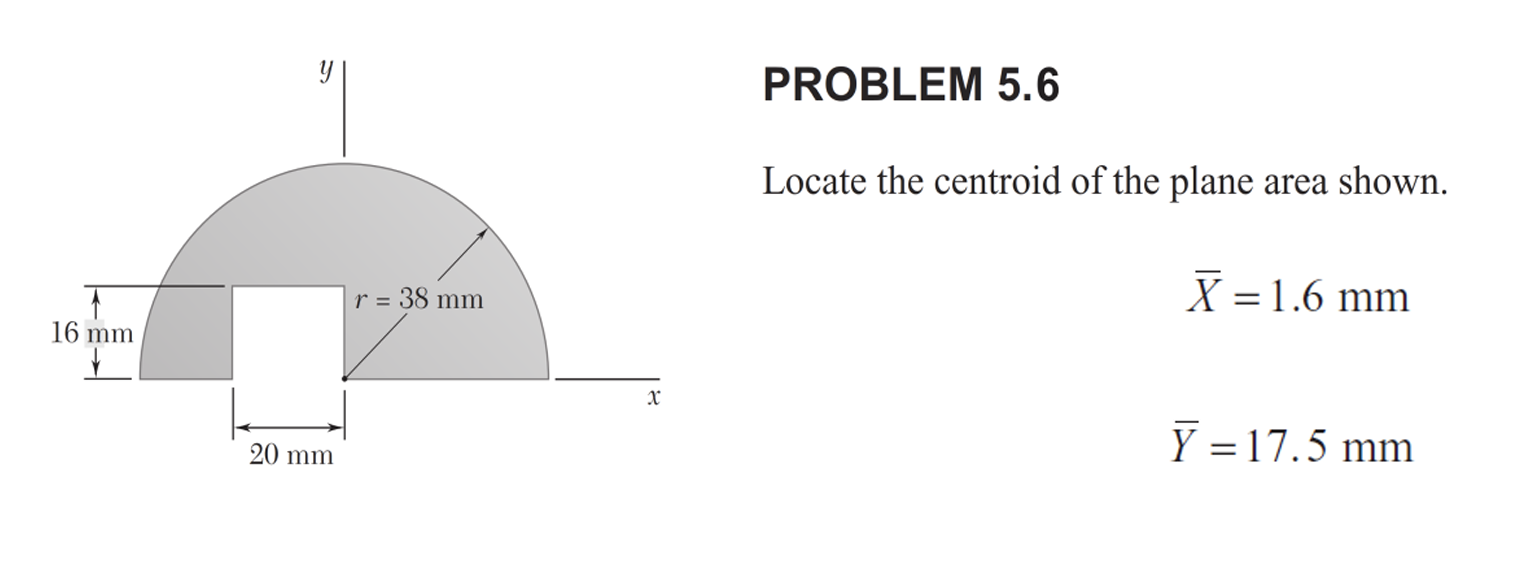 PROBLEM 5 . 6 Locate the centroid of the plane