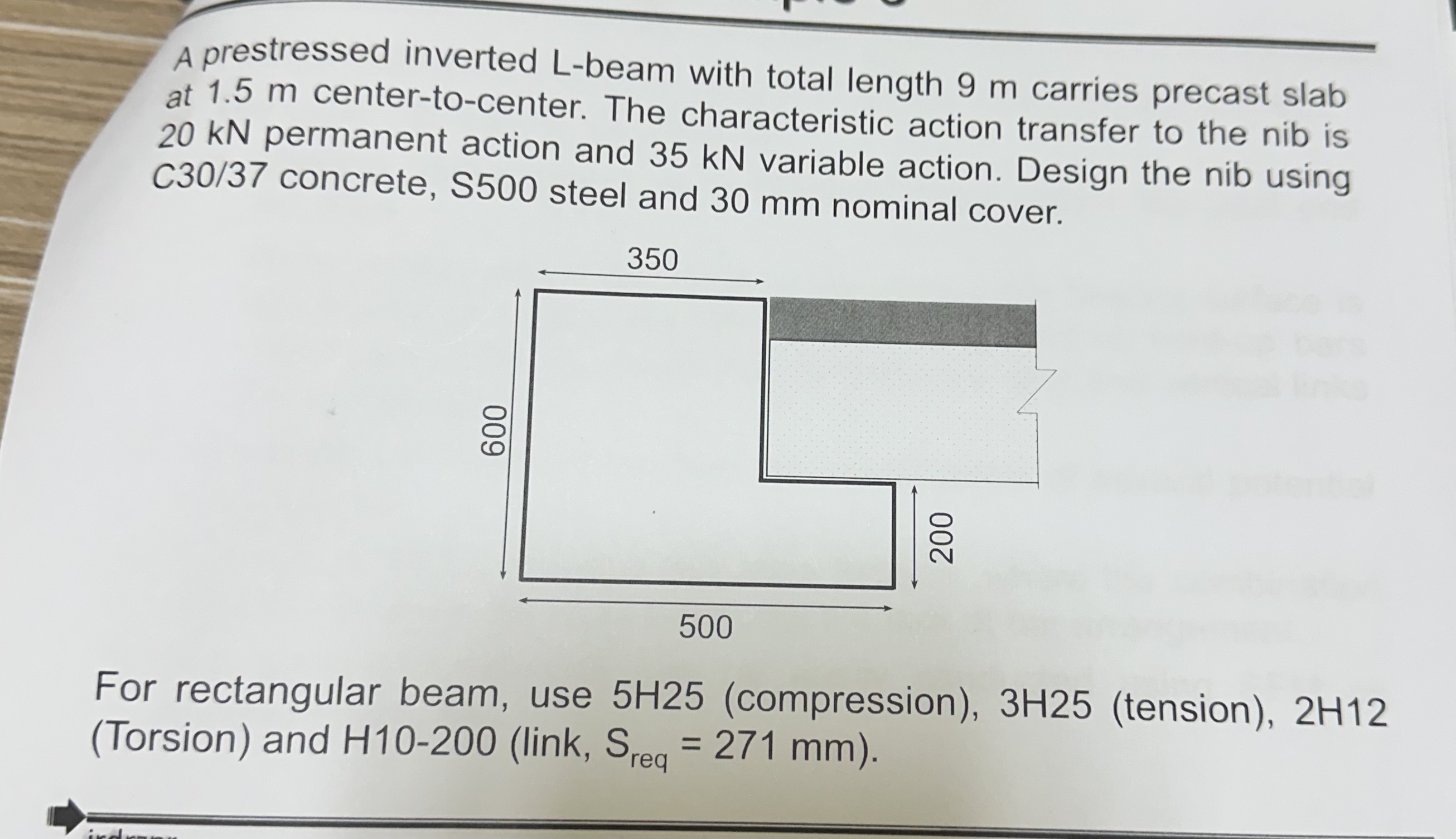 A prestressed inverted L - beam with total length