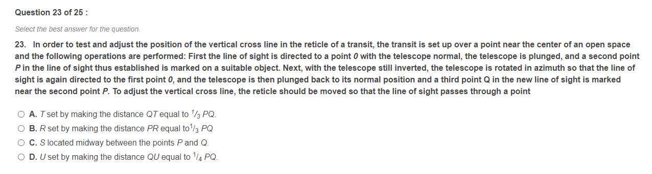 Question 2 3 of 2 5 : Select the best answer for