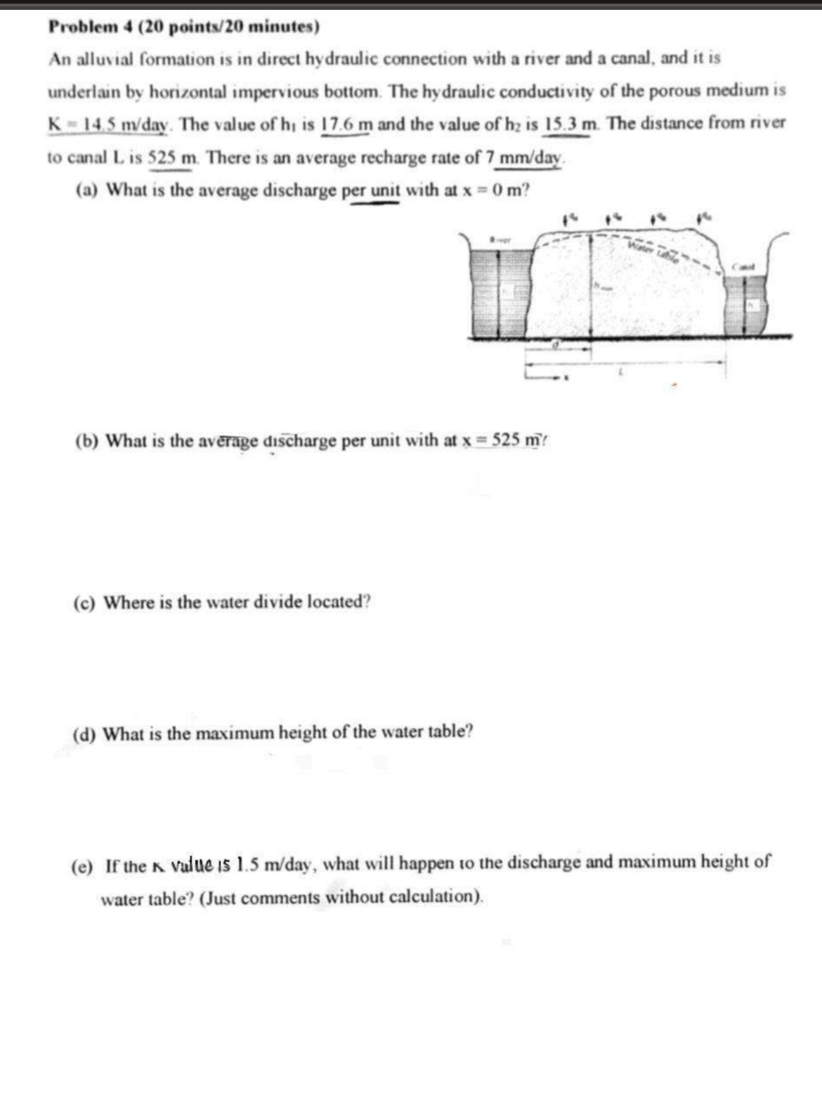Problem 4 ( 2 0 points 2 0 minutes ) An alluvial