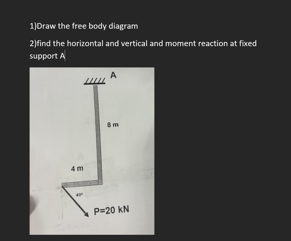 Draw the free body diagram find the horizontal