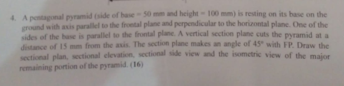 A pentagonal pyramid ( side of base = 5 0 m m and