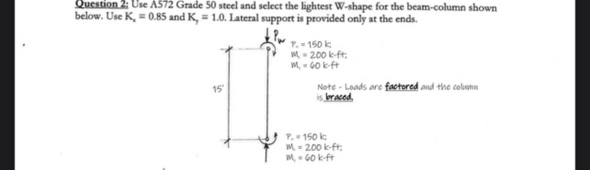 Question 2 i Use A 5 7 2 Grade 5 0 steel and