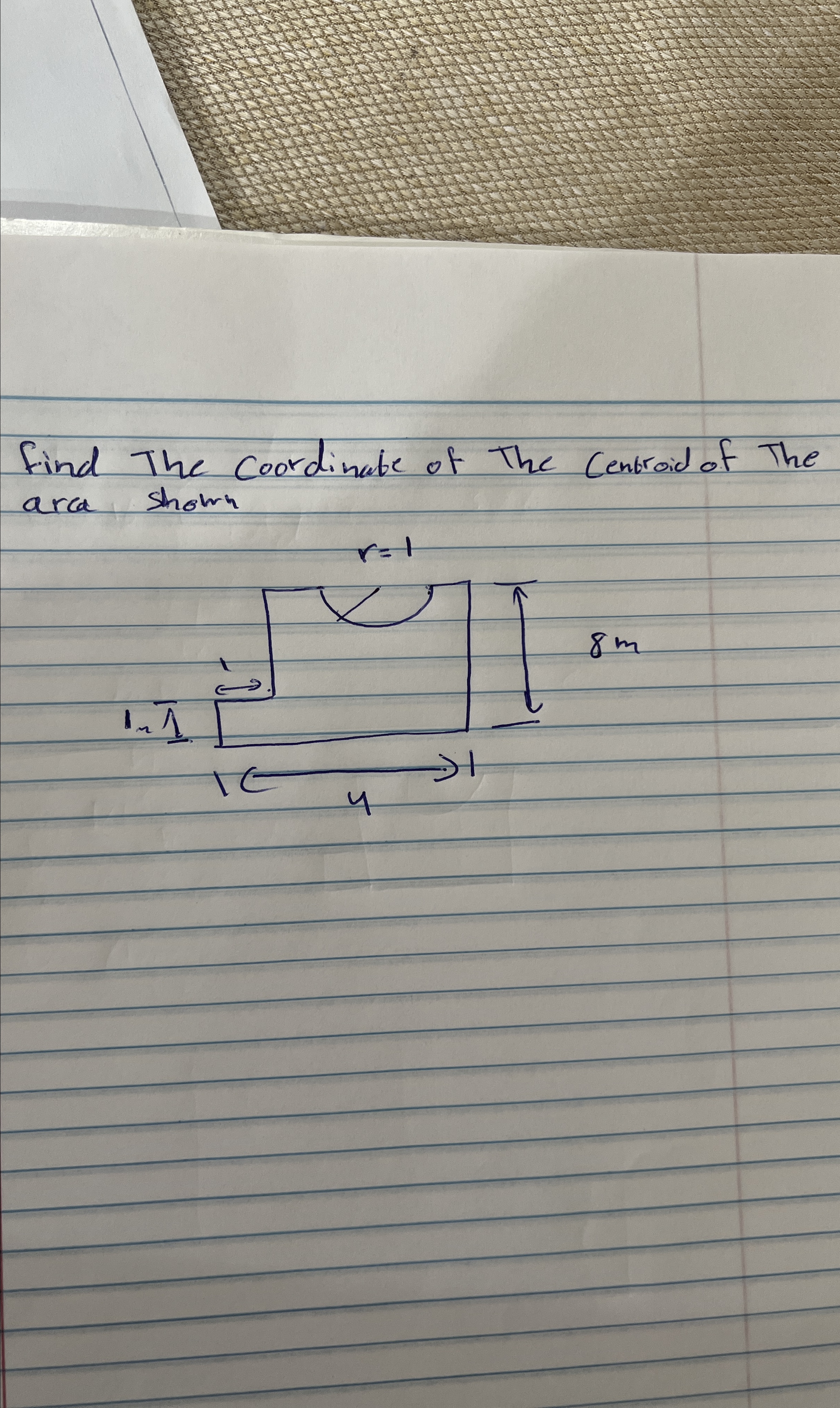 find The Coordinate of The Centroid of The arca