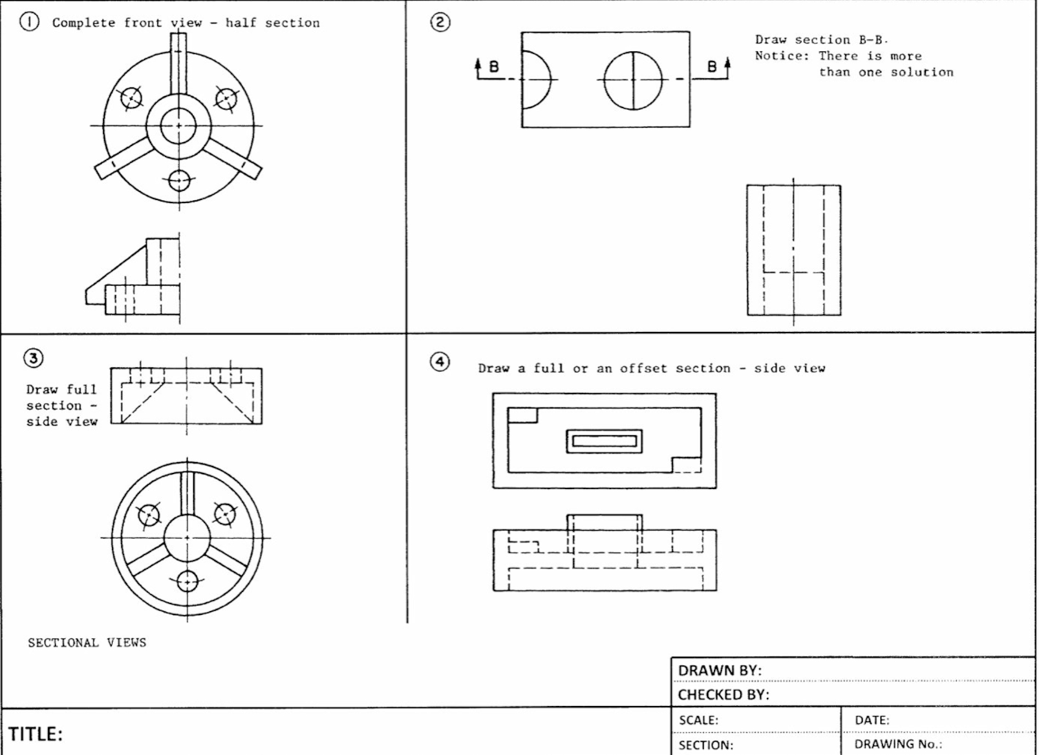 ( 1 ) Complete front view - half section ( 3 )