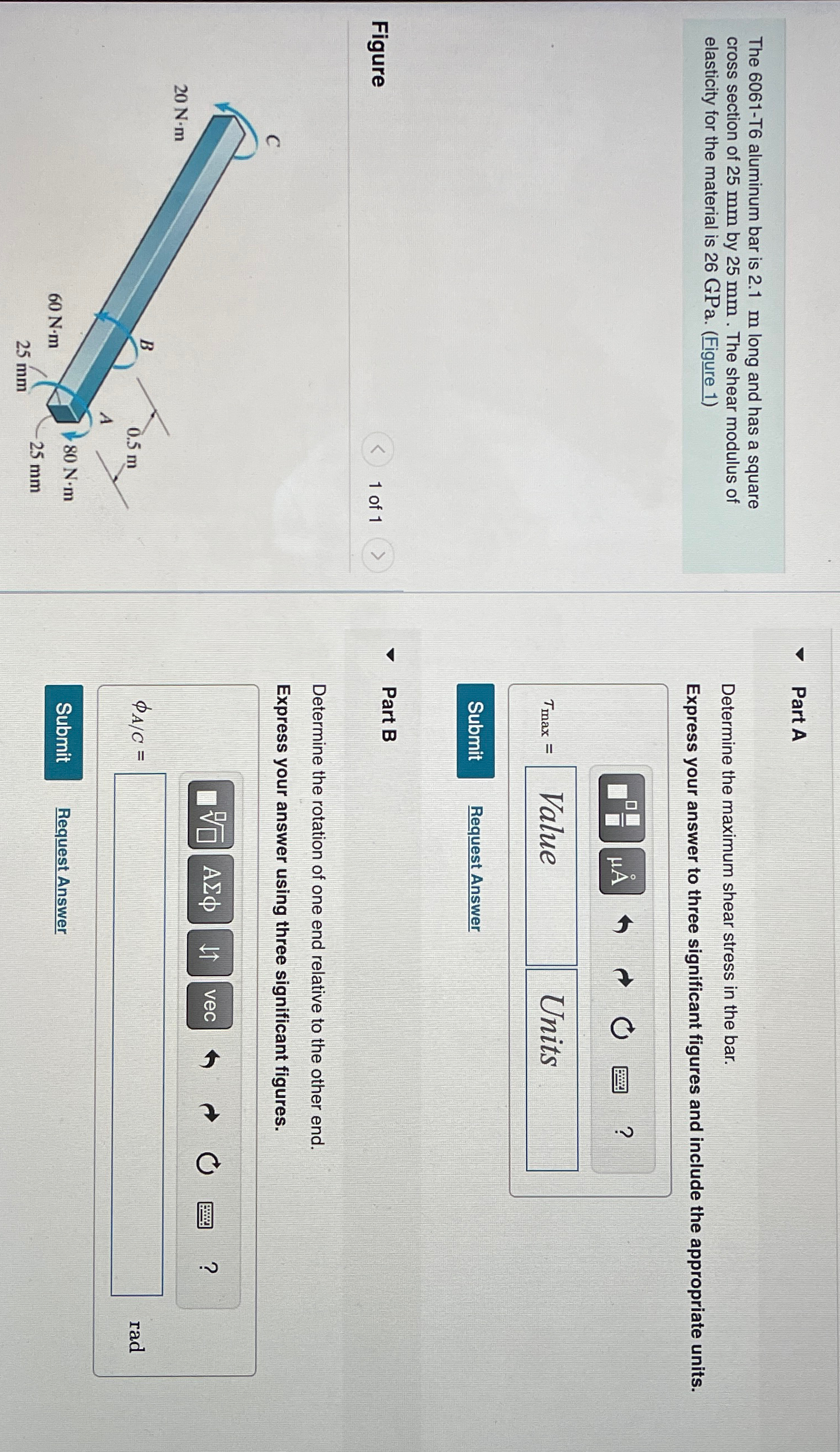The 6 0 6 1 - T 6 aluminum bar is 2 . 1 m long