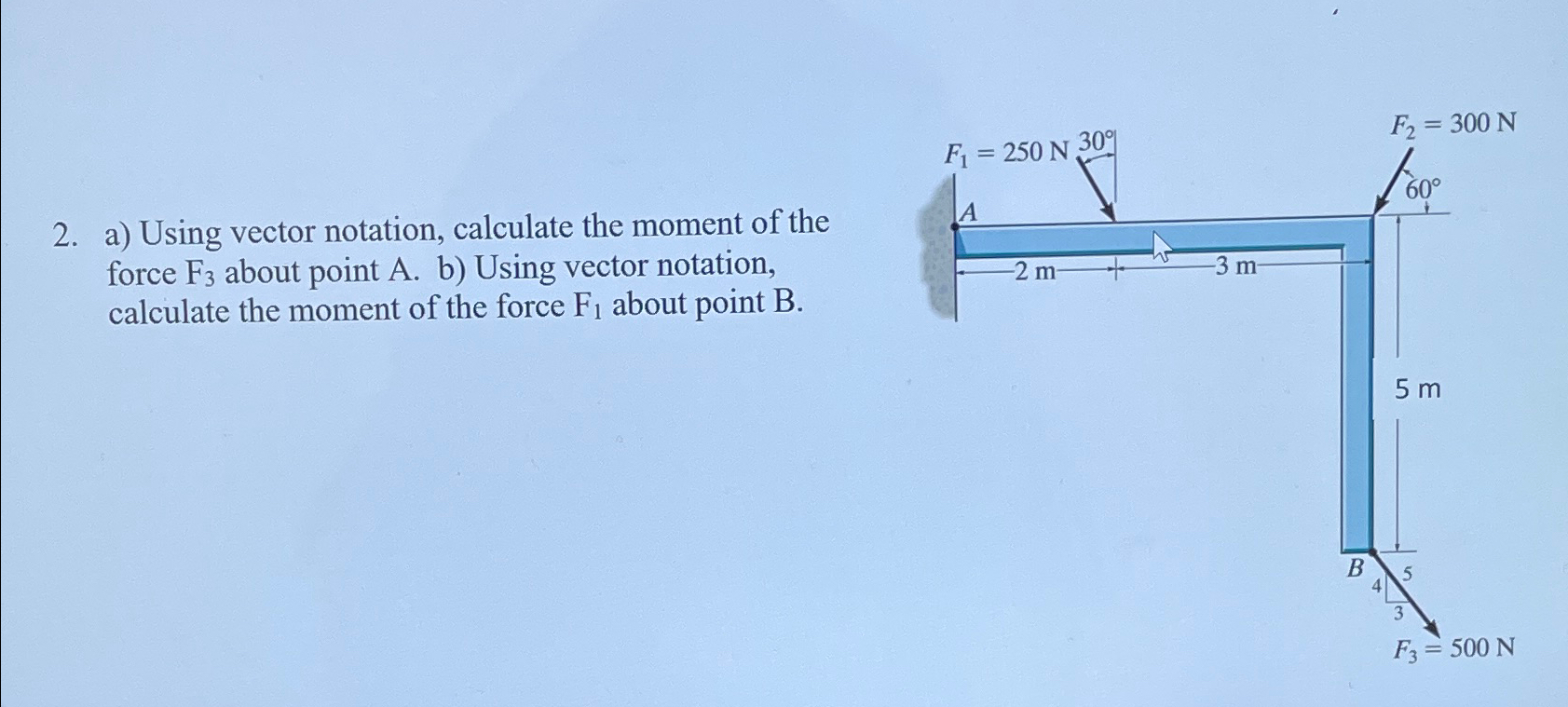 a ) Using vector notation, calculate the moment