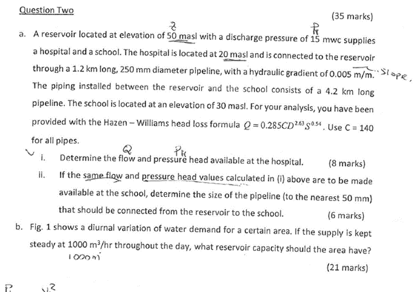 Question Two ( 3 5 marks ) a hospital and a