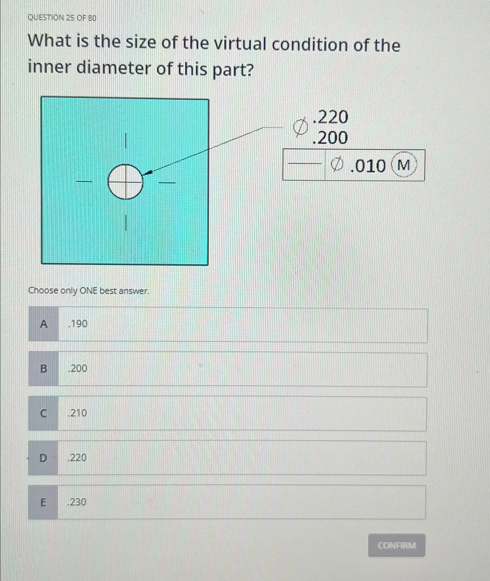 QUESTION 2 5 OF 8 0 What is the size of the