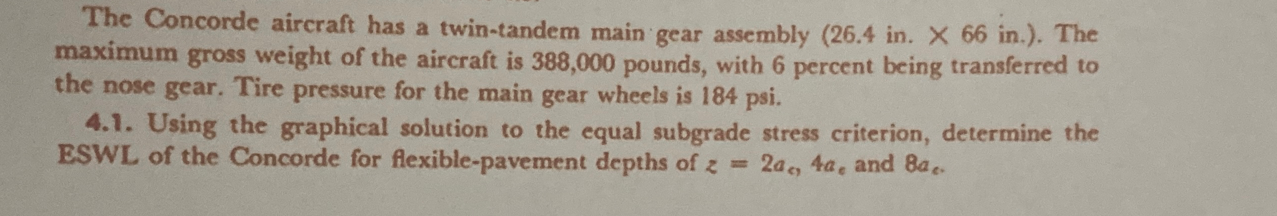 The Concorde aircraft has a twin - tandem main