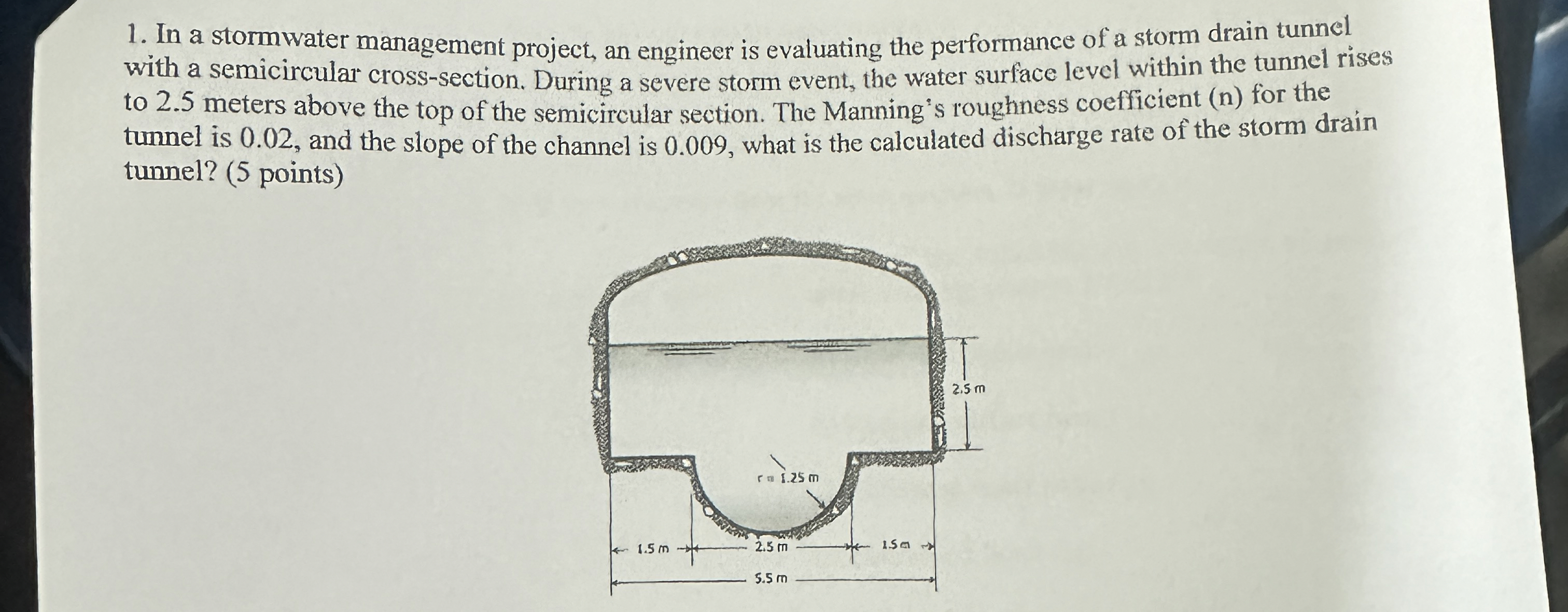 In a stormwater management project, an engineer